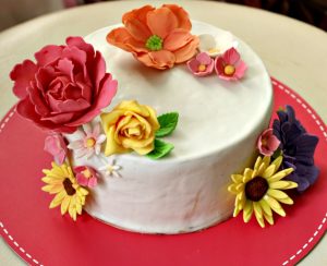 A decorated cake on a plate