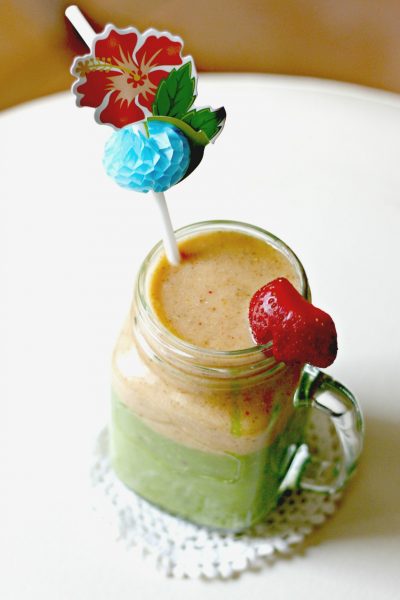 homemade two layer green smoothies