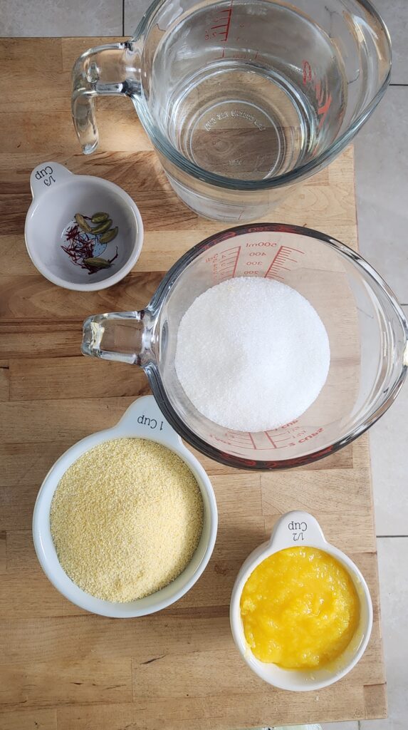 Ingredients for making Suji/ Semolina Halwa