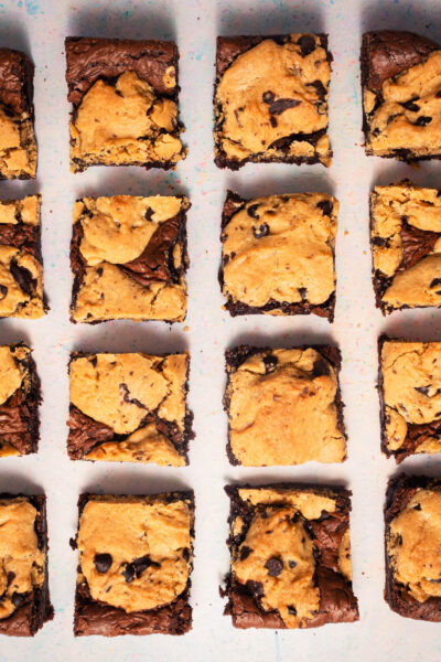 Brookies - cute into 16 squares and laid on a flat surface